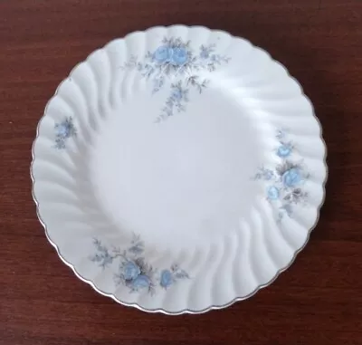 Buy Johnson Brothers Plate White Blue Floral Silver Fluted Edge • 5£