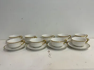 Buy Antique Haviland Limoges Porcelain Set Of 9 Cups & Saucers With Gold Trim Dec. • 217.16£