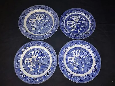 Buy Vintage Lot Of 4 Woods Ware Woods & Sons England Blue Willow Plate 3 Sizes • 28.45£