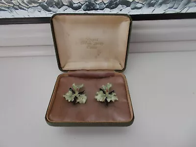 Buy Rare Royal Crown Derby China Jewellery Pair Of Floral Earrings In Original Box • 14.99£