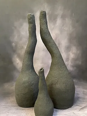 Buy Newquay Studio Art Pottery Set Of Three Handbuilt Vases • 240£