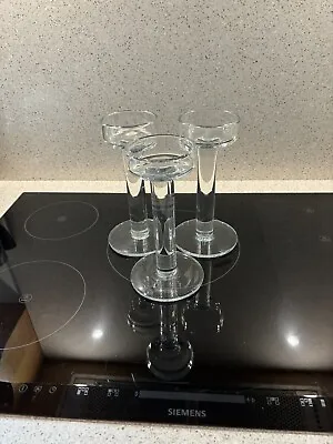 Buy 3 Beautiful LSA Vintage Clear Glass Column Candle Holders 9   Tall • 28£