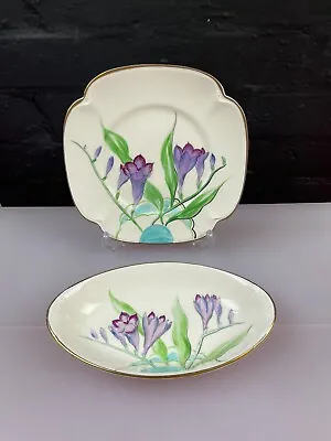 Buy Grays Pottery Oval Dish And Salad Plate Floral Flowers • 24.99£