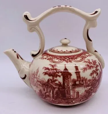 Buy Vintage Redware English Fine Bone China Miniature Teapot 1 1/2 Cup Asian Motiff • 33.08£
