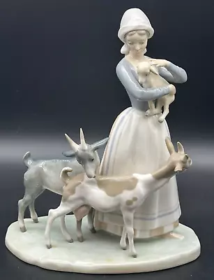 Buy Large Lladro Girl With Goats  Figurine A/F • 14.99£