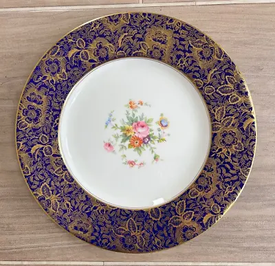 Buy Minton Brocade Navy Blue & Gold 10½  Plate Floral Bone China England • 16.99£