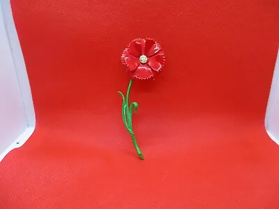 Buy Vintage Multi Petal Painted Red With Green Stem 4  Long Carnation Pin. • 14.21£