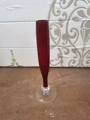 Buy Vintage Deep Red Glass Thin Vase • 3£