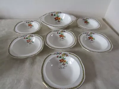 Buy Vintage Retro Alfred Meakin China Floral Pattern Dessert Set Trifle Bowls • 19.99£