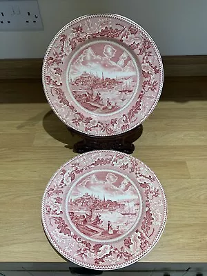 Buy Vintage Pair Of JOHNSON BROTHERS Historic America Pink Plates Dia. 10.2”(26cm) • 45£