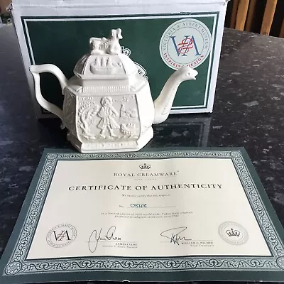 Buy Royal Creamware Victoria & Albert Museum Teapot With Box & Certificate #0848 • 25£