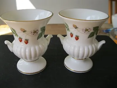 Buy Two Wedgewood Bone China Wild Strawberry Design Urn Vases - 9cm In Height • 5.99£