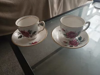 Buy 2 X Duchess Bone China Cup & Saucers With Roses Pattern • 7£