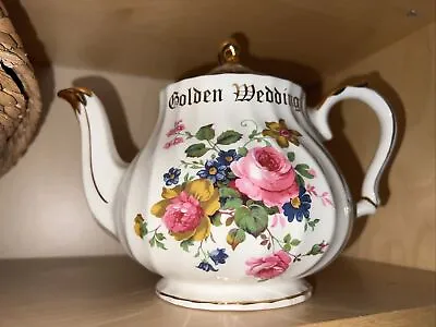 Buy China Golden Wedding Teapot By Sadler Country Rose Pattern Vgc • 19.99£