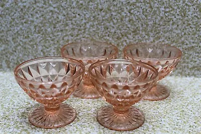 Buy Vintage Whitehall, Indiana Glass, Colony Cubist Pattern, Pink Set Of 4 See Pics • 13.98£