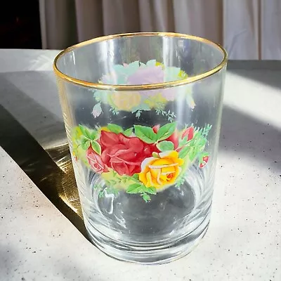 Buy Royal Albert Old Country Rose Clear Glass Drinking Cup Tumbler Lowball Gold Top • 15.34£