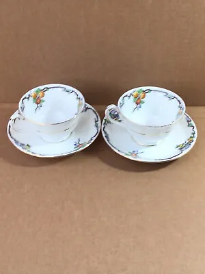 Buy 2x ABJ&SONS ANTIQUE GRAFTON BONE CHINA TEA CUPS AND SAUCERS • 15£