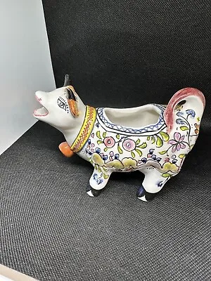 Buy Coimbra Cow Creamer, Hand Painted Portuguese, Multi Coloured Floral Pottery • 19.99£