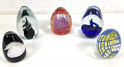 Buy Selection Of Egg Shaped Art Glass Paperweights To Include Caithness • 12.99£