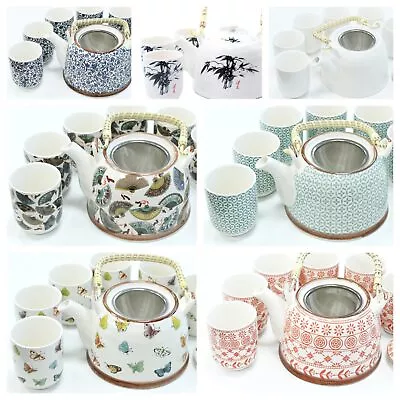 Buy Ceramic Teapot & 6 Cups Set - Herbal Tea Pot Strainer Kitchen Home House Gift • 21.99£