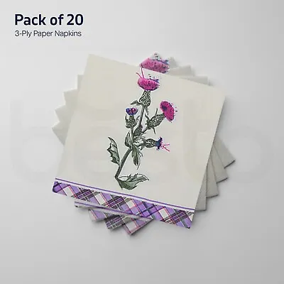 Buy 20 Paper Napkins Party Tableware All Occasion Soft Tissue Serviettes Thistle • 4.49£