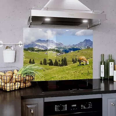 Buy Glass Splashback Kitchen Cooker Panel ANY SIZE Mountains Landscape Cows Herd • 141.99£