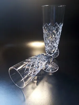 Buy 2 X Vintage Crystal Cut Glass Short Stem Champagne Flutes • 10£