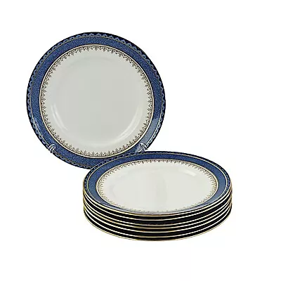 Buy Booths Pottery, Silicon Ware, A3238, Powder Blue Enamelled, 8 X Salad Plates • 35£