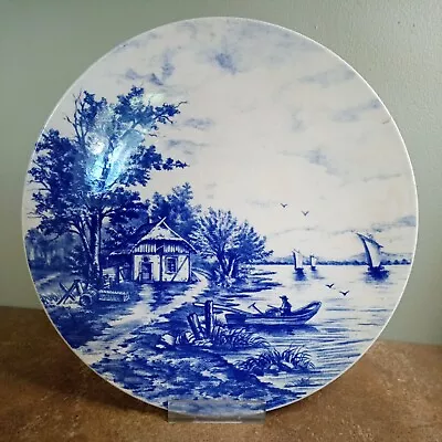 Buy Antique C.1910, English Delft Platter Or Wall Charger With Fens Scenes, 30cm • 14.95£