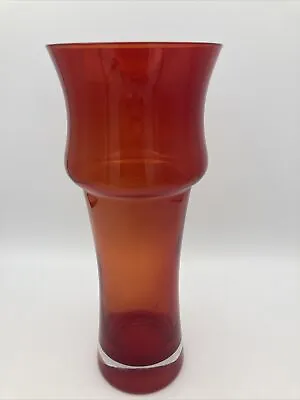 Buy Red Mid Century Riihimaki Riihimaen Lasi Oy Vase Scandi Tamara Aladin H: 25cm • 35£