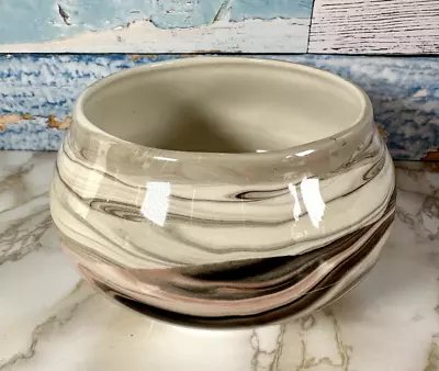 Buy Handmade Hebridean Pottery Isle Of Lewis Swirly Lava Style Glaze Bowl Dish  • 12.50£