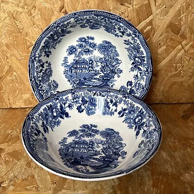 Buy 2 X ALFRED MEAKIN TONQUIN Blue & White Cereal Dessert Bowl 16.5cm • 9.99£