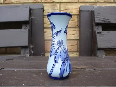 Buy Moorcroft  Pottery.    Blue On Blue Cone Flower Pattern Vase • 68£