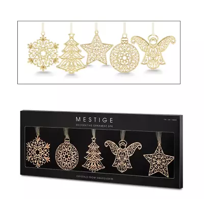Buy Mestige Decorative Christmas Ornaments With Swarsvoki Crystals 5 Pack In Gold • 29.99£