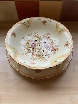 Buy CROWN DUCAL WARE AGR & Co BIRDS OF PARADISE Footed Fruit Bowl & Tray • 24.99£