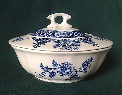 Buy Hancock & Sons Corona Ware Melba Serving Dish Antique Lidded Bowl Blue And White • 69.95£