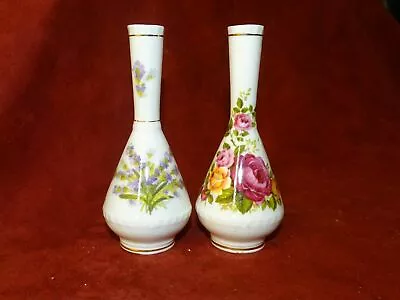 Buy Fenton China Company Flower Patterned Stem Vases X 2 • 8.99£
