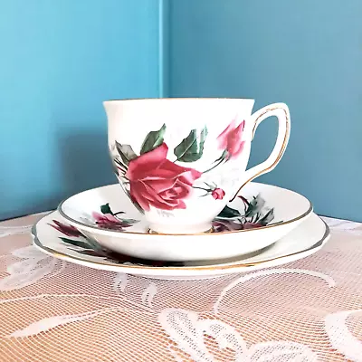 Buy Duchess Bone China Trio Large Red Roses Vintage Tea Cup Saucer Side Plate • 10£