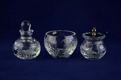 Buy Stuart Crystal  CASCADE  Mixed Items - Perfume Bottle, Salt Pot & Bowl - PERFECT • 42.50£