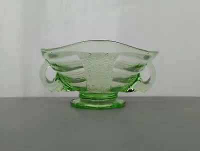 Buy Vintage Sowerby #2614 Art Deco 1930s Green Glass Elephant Handle Bowl Dish 30s • 15£