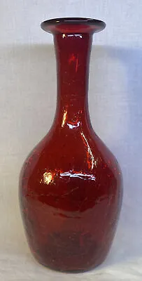 Buy Kanawha Hand Crafted Glassware Blown Red Crackle Glass Vase • 23.17£