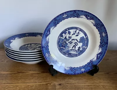 Buy Royal Norfolk Blue & White Willow Pattern Design Soup Pudding Bowls X2 • 10£