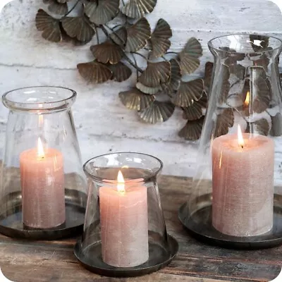 Buy Antique Glass And Brass Lantern Rustic Candle Holder Medium • 27.99£