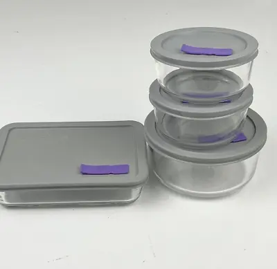 Buy Vtg Pyrex Clear Glass Bowls Tupperware W/ Plastic Lids 2,3,4 Cup 7200,7201, 7210 • 47.41£