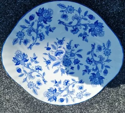 Buy 1997 Vintage Minton Hardwick Pattern Handled Serving Plate Blue Flowers 11” • 23.95£