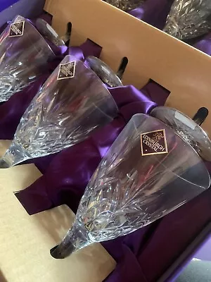 Buy  Edinburgh International Hand Cut Lead Crystal Large Wine Glasses X6 New Boxed • 150£