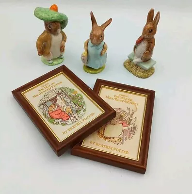 Buy 3x Beswick Beatrix Potter Figurines Inc. Benjamin Bunny And 2x Embroidered Items • 2£