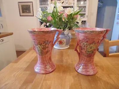 Buy Pair Of Arthur Wood Pink Lustre Vases 1940s. • 4.99£