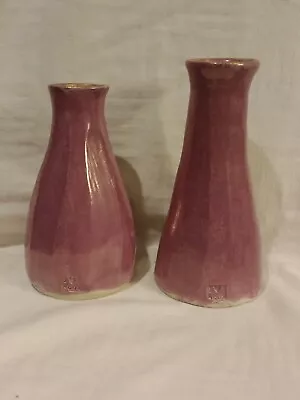 Buy Two Pink Lustre Studio Pottery Vases Made In Norfolk I🩷Roux Mark • 19.95£