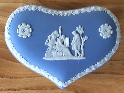 Buy Wedgwood Blue Jasperware Heart Shaped Trinket Box Very Good Condition • 1.99£